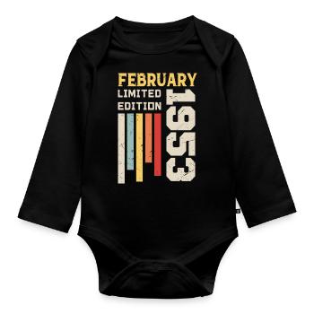 Februar 1953 - Februar 1953 Geburtstagsgeschenk - Baby Bio-Langarm-Body - Schwarz - Vorne