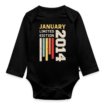 January 2014 - January 2014 Birthday Gift - Organic Longsleeve Baby Bodysuit - black - Front