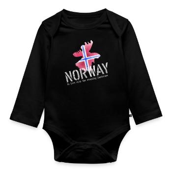 Elch Norwegen Norge - Baby Bio-Langarm-Body - Schwarz - Vorne