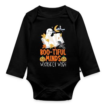 Boo-tiful Minds Wickedly Wise Teacher Halloween - Body Bébé bio manches longues - noir - Devant