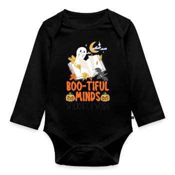 Boo-tiful Minds Wickedly Wise Teacher Halloween - Body Bébé bio manches longues - noir - Devant