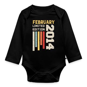 February 2014 - February 2014 Birthday Gift - Organic Longsleeve Baby Bodysuit - black - Front