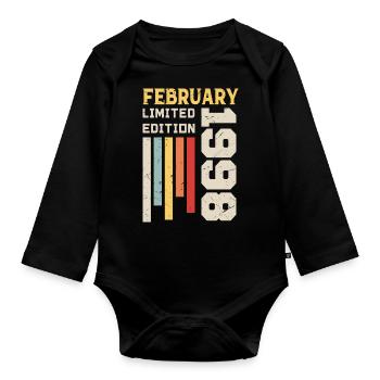 February 1998 - February 1998 Birthday Gift - Organic Longsleeve Baby Bodysuit - black - Front