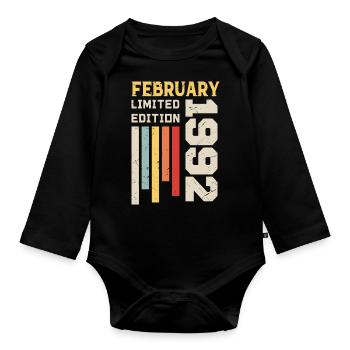 February 1992 - February 1992 Birthday Gift - Organic Longsleeve Baby Bodysuit - black - Front