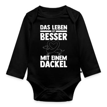 Hund Dackel - Baby Bio-Langarm-Body - Schwarz - Vorne