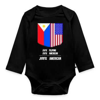 Fil-Am Design für stolze Pinoys - Baby Bio-Langarm-Body - Schwarz - Vorne