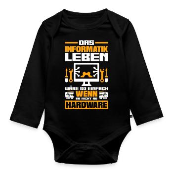 Informatiker Spruch Software Entwickler Nerd IT - Baby Bio-Langarm-Body - Schwarz - Vorne