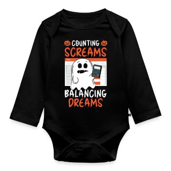 Counting Screams Balancing Dreams Halloween - Organic Longsleeve Baby Bodysuit - black - Front