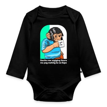 Kofi Is Life Kaffeedesign für stolze Pinoys - Baby Bio-Langarm-Body - Schwarz - Vorne