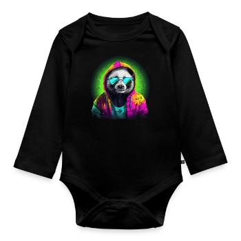 Panda Bear Sunglasses Bamboo Cool Panda - Organic Longsleeve Baby Bodysuit - black - Front