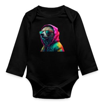 Bear with Sunglasses Colorful Cool Bears Forest Animal - Organic Longsleeve Baby Bodysuit - black - Front
