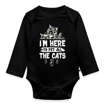 Im Here To Pet All The Cat - Baby Bio-Langarm-Body - Schwarz - Vorne