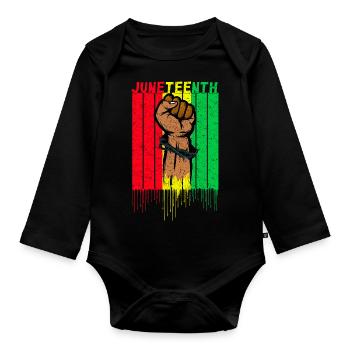 Juneteenth - Organic Longsleeve Baby Bodysuit - black - Front