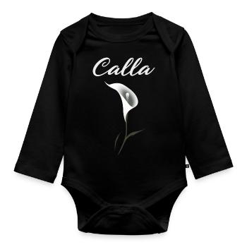 Florist Zantedschia Calla Pflanze Zimmercalla - Baby Bio-Langarm-Body - Schwarz - Vorne