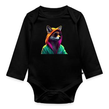 Fox with Sunglasses Colorful Cool Foxes Forest Animal - Organic Longsleeve Baby Bodysuit - black - Front