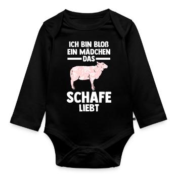 Landwirt Schäfer Bauernhof Schafe - Baby Bio-Langarm-Body - Schwarz - Vorne