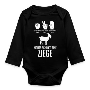 Bauernhof Landwirt Bauer Ziegen - Baby Bio-Langarm-Body - Schwarz - Vorne