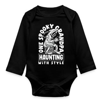 One Spooky Grandpa Father Retro Halloween Costume - Baby Bio-Langarm-Body - Schwarz - Vorne