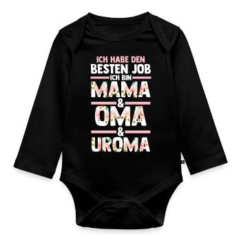 Mutter Mama Oma Uroma - Baby Bio-Langarm-Body - Schwarz - Vorne