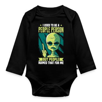 Früher war ich ein geselliger Mensch Alien Antisozial - Baby Bio-Langarm-Body - Schwarz - Vorne