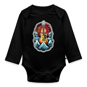 Guitar Mountains Ice Sun Clouds Electric Guitar - Organic Longsleeve Baby Bodysuit - black - Front
