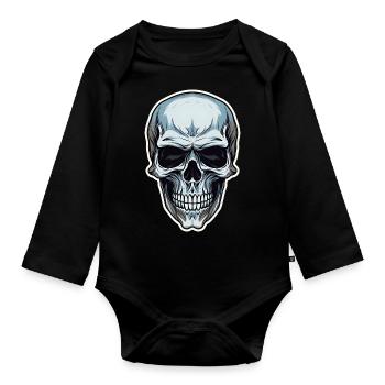 Crâne Crâne Crâne Os Mâchoire - Body Bébé bio manches longues - noir - Devant
