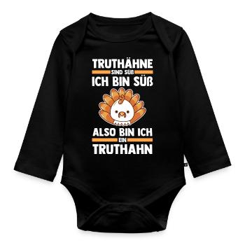 Truthuhn Truthahn - Baby Bio-Langarm-Body - Schwarz - Vorne