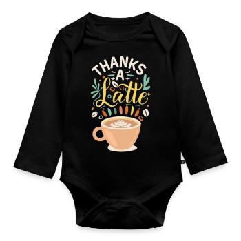 Thanks A Latte - Baby Bio-Langarm-Body - Schwarz - Vorne