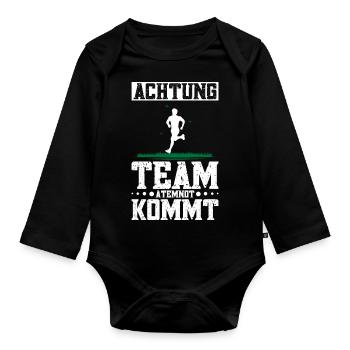Waldlauf Joggen Training Laufen im Wald - Baby Bio-Langarm-Body - Schwarz - Vorne