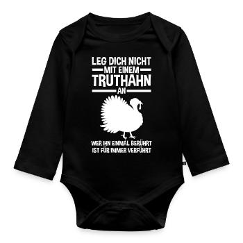 Truthuhn Truthahn - Baby Bio-Langarm-Body - Schwarz - Vorne