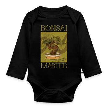 bonsai master for a bonsai lover - Organic Longsleeve Baby Bodysuit - black - Front