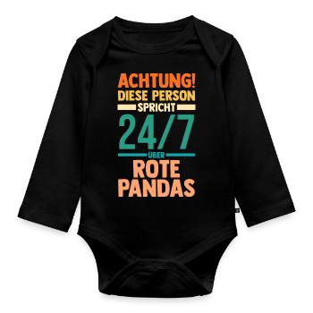 Roter Panda - Baby Bio-Langarm-Body - Schwarz - Vorne