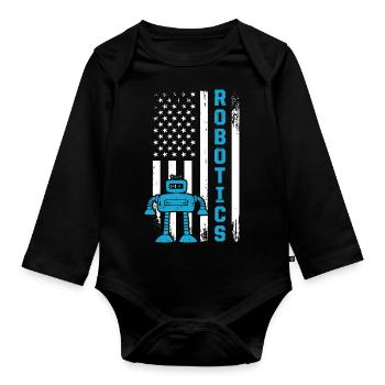 Robotics American Flag USA Droid Builder 4th Of Ju - Organic Longsleeve Baby Bodysuit - black - Front