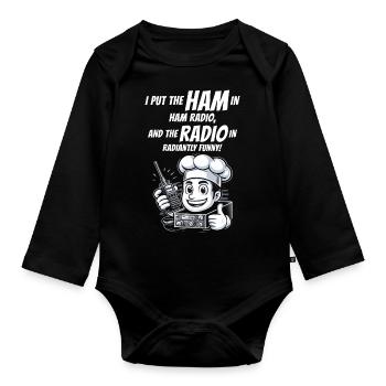 Radiantly Funny Amateur Ham Radio Operator Chef - Organic Longsleeve Baby Bodysuit - black - Front