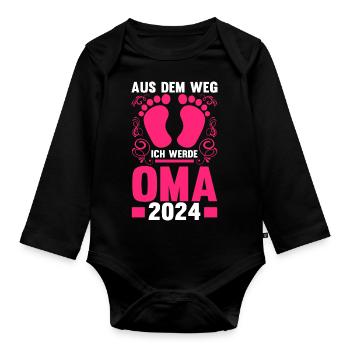 Werdende Oma 2024 - Baby Bio-Langarm-Body - Schwarz - Vorne