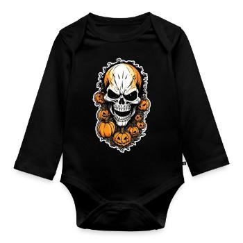 Halloween-Totenkopf und Monster - Baby Bio-Langarm-Body - Schwarz - Vorne