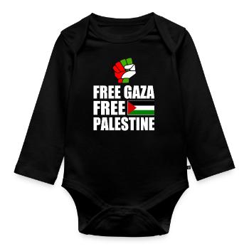 Free gaza free palestine - Body Bébé bio manches longues - noir - Devant