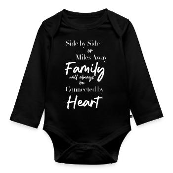 Seite an Seite oder kilometerweit entfernt, die Familie wird es immer lieben - Baby Bio-Langarm-Body - Schwarz - Vorne