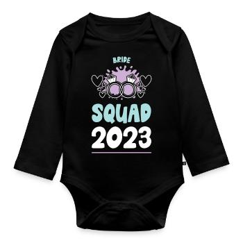 Bride Squad 2023 Team - Baby Bio-Langarm-Body - Schwarz - Vorne