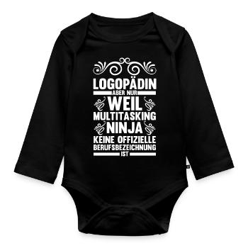 Logopädie Logopädin - Baby Bio-Langarm-Body - Schwarz - Vorne
