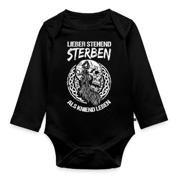 Better to die standing than to live kneeling Rocker Bik - Organic Longsleeve Baby Bodysuit - black - Front