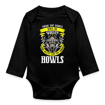 Wolf Rudel Nordisch - Baby Bio-Langarm-Body - Schwarz - Vorne