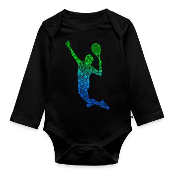 Tennis Spieler Herren Kinder Tennisspieler Jungen - Baby Bio-Langarm-Body - Schwarz - Vorne