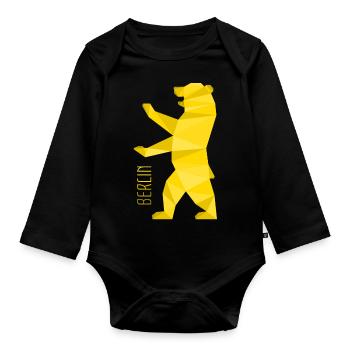Berlin Bär - Baby Bio-Langarm-Body - Schwarz - Vorne
