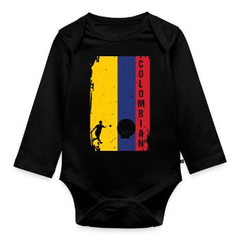 Kolumbien Tejo Nationalmannschaft Championship - Baby Bio-Langarm-Body - Schwarz - Vorne