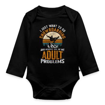 Snowboard Board Winter Holidays - Organic Longsleeve Baby Bodysuit - black - Front
