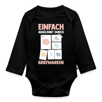 Philatelie Briefmarkensammlung Briefmarkensammler - Baby Bio-Langarm-Body - Schwarz - Vorne