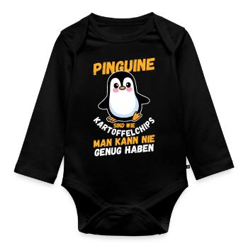 Pinguin - Baby Bio-Langarm-Body - Schwarz - Vorne