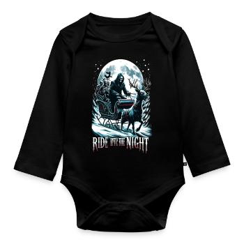 Ride into the Night - Sinister Santa Sleigh - Organic Longsleeve Baby Bodysuit - black - Front