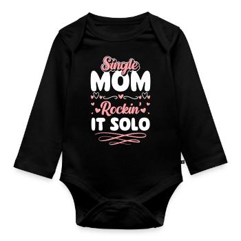 Single Parent Team Love - Organic Longsleeve Baby Bodysuit - black - Front
